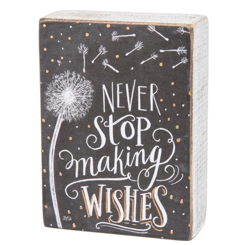 DANDELION Wishes CHALK ART Box Sign Botanical Floral Design Inspirational Gifts
